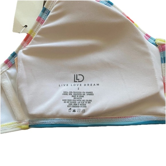 AEROPOSTALE Live Love Dream Rainbow Stripe Bikini Top Small New Partial Tags - Picture 6 of 7